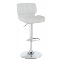 Coaster Furniture 100546 Upholstered Adjustable Bar Stools Chrome and White (Set of 2)